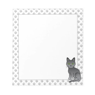 Süße Cartoon-Katze Russische Blaue Illustration & Notizblock