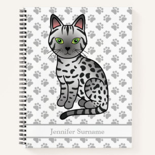 Süße Cartoon-Katze Silver Egyptian Mau & benutzerd Notizblock