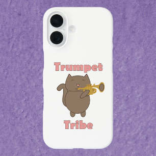 Süße Cartoon-Katze spielt Trompete Tribe Musical  iPhone 16 Hülle