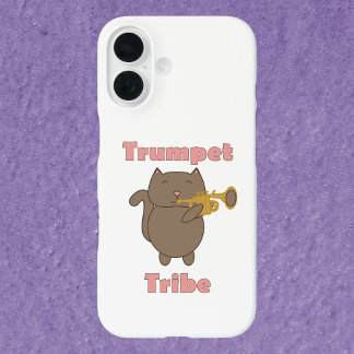 Süße Cartoon-Katze spielt Trompete Tribe Musical iPhone 16 Hülle
