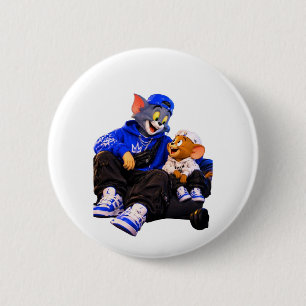 Süße Cartoon-Katze und Maus-Rund-Pin-Back-Button Button