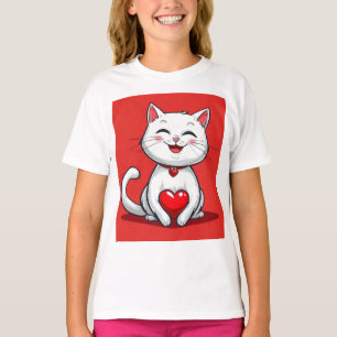 Süße Cartoon-Katze verliebt T-Shirt