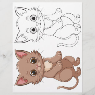 Süße Cartoon-Katze zum Ausmalen Flyer