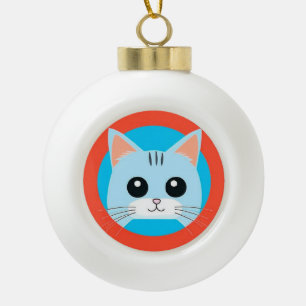 Süße Cartoon-Katzen-Gesicht Keramik Kugel-Ornament