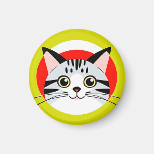 Süße Cartoon-Katzen-Gesicht mit mutigem Grafikdesi Magnet