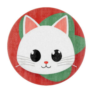 Süße Cartoon-Katzen-Gesicht mit mutigem Grafikdesi Schneidebrett
