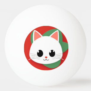 Süße Cartoon-Katzen-Gesicht mit mutigem Grafikdesi Tischtennisball