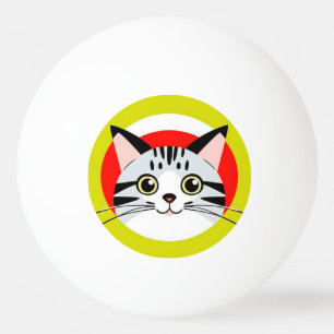 Süße Cartoon-Katzen-Gesicht mit mutigem Grafikdesi Tischtennisball