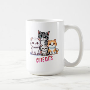 Süße Cartoon-Katzen Kawaii Katzenliebhaber Design Kaffeetasse