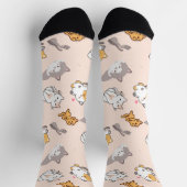 Süße Cartoon-Katzen Muster Monogramm Socken (Oben)