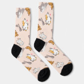 Süße Cartoon-Katzen Muster Monogramm Socken (Rechts)