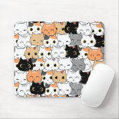 Süße Cartoon-Katzengesichter Nahtloses Muster Maus Mousepad (Mit Mouse)