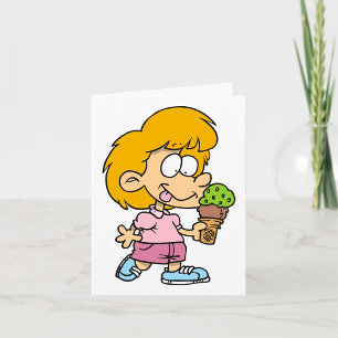 Süße Cartoon-Kinder essen Eiscreme Karte
