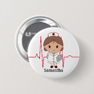 Süße Cartoon-Krankenschwester personalisiert Button