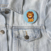 Süße Cartoon-Löwe auf Blau Button (Beispiel)