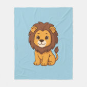 Süße Cartoon-Löwe auf Blau Fleecedecke (Vorderseite)