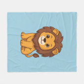 Süße Cartoon-Löwe auf Blau Fleecedecke (Vorderseite (Horizontal))