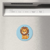 Süße Cartoon-Löwe auf Blau Magnet (In Situ (Geschirrspüler))