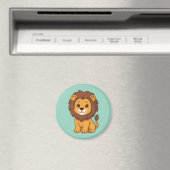Süße Cartoon-Löwe auf Grün Magnet (In Situ (Geschirrspüler))