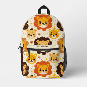 Süße Cartoon-Löwengesichter  Bedruckter Rucksack