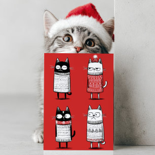 Süße Cartoon Lustige Katzen Liebhaber Rotes Meowy  Feiertagskarte