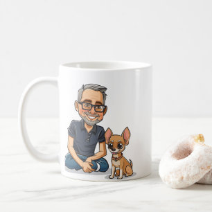 Süße Cartoon-Mann-und-Chihuahua-Kaffeetasse Kaffeetasse