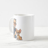 Süße Cartoon-Mann-und-Chihuahua-Kaffeetasse Kaffeetasse (Vorderseite Links)