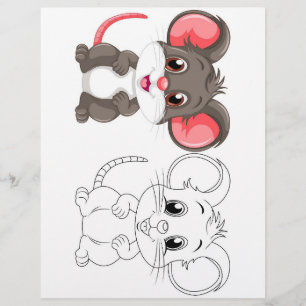 Süße Cartoon-Maus-Malvorlage Flyer