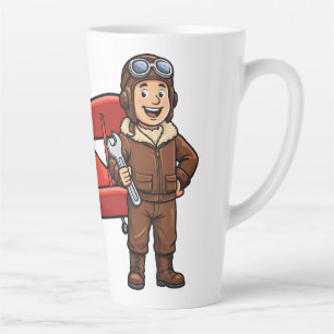 Süße Cartoon-Mechanikerin mit roter Auto-Illustrat Milchtasse