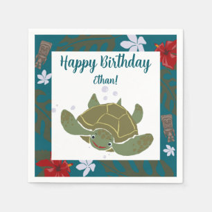 Süße Cartoon-Meeres-Schildkröte-Birthday-Papier-Se Serviette