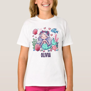 Süße Cartoon-Meerjungfrau personalisiert T-Shirt