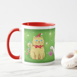 Süße Cartoon-Miezekatzen-Weihnachten in Weihnachts Tasse