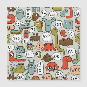 Süße Cartoon-Monster: Nahtloser Hintergrund Magnetkarte