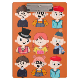 Süße Cartoon-Nerds- und Geeks-Brillen-Muster Klemmbrett