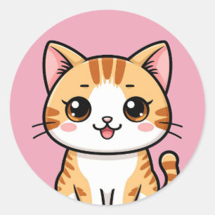 Süße Cartoon Orange Katze 🐱✨ Gemütliche Kinderzim Runder Aufkleber