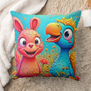 Süße Cartoon-Papageien-Hasen-Kunst Kissen