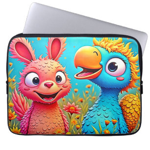 Süße Cartoon-Papageien-Hasen-Kunst Laptopschutzhülle