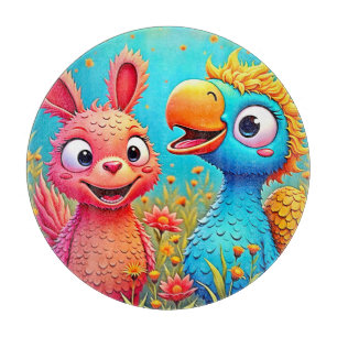 Süße Cartoon-Papageien-Hasen-Kunst Schneidebrett