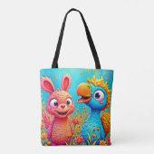 Süße Cartoon-Papageien-Hasen-Kunst Tasche (Rückseite)