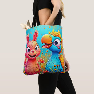 Süße Cartoon-Papageien-Hasen-Kunst Tasche