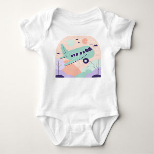 Süße Cartoon-Pastell-Flugzeug-Kinderzimmer-Aviatio Baby Strampler