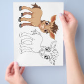 Süße Cartoon-Pferd-Malvorlage Flyer (Hand)