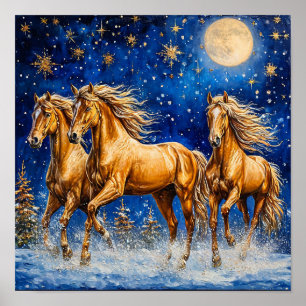 Süße Cartoon-Pferde Poster