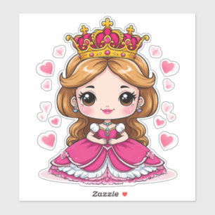 Süße Cartoon-Prinzessin im rosa Kleid Aufkleber