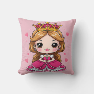 Süße Cartoon-Prinzessin im rosa Kleid Kissen