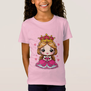 Süße Cartoon-Prinzessin im rosa Kleid T-Shirt