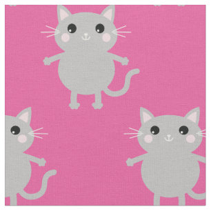 Süße Cartoon Rosa Graue Katzen Baby Kinderzimmer R Stoff