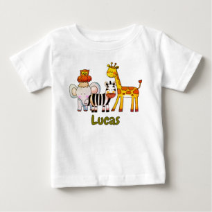 Süße Cartoon-Safari-Tiere Zebra Elefant Giraffe Baby T-shirt