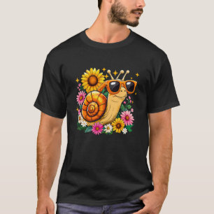 Süße Cartoon-Schnecke mit Blumen Bunte Schnecke De T-Shirt