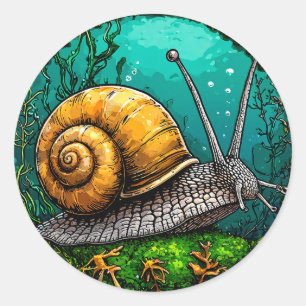 🐌 Süße Cartoon-Schnecke Soft Minimal Tier Runder Aufkleber